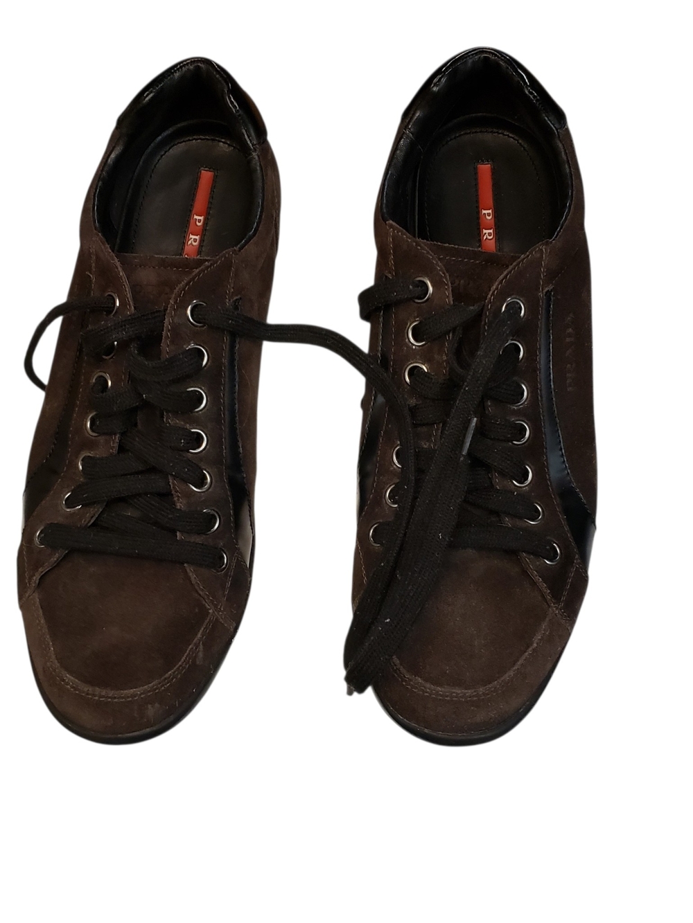PRADA Dark Brown Suede Men's Lace-Up Sneakers Size 10